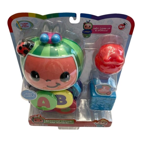 Cocomelon Bathtime Letters and Numbers 9pc Set Age 18 Mo+, New Sealed Box - Picture 2 of 10